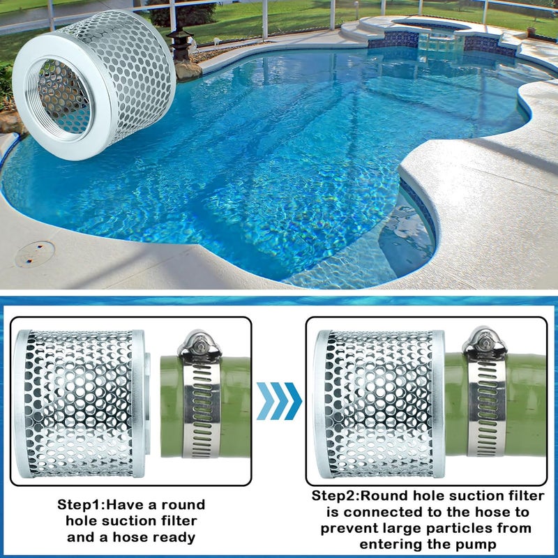 Tujoe 4 Inch Round Hole Suction Strainer Filter Carbon Steel Plated Npt Thread Hose Water Pump Inlet Strainer for Remove Debris Trash Reduces Solids Entering - Image 5